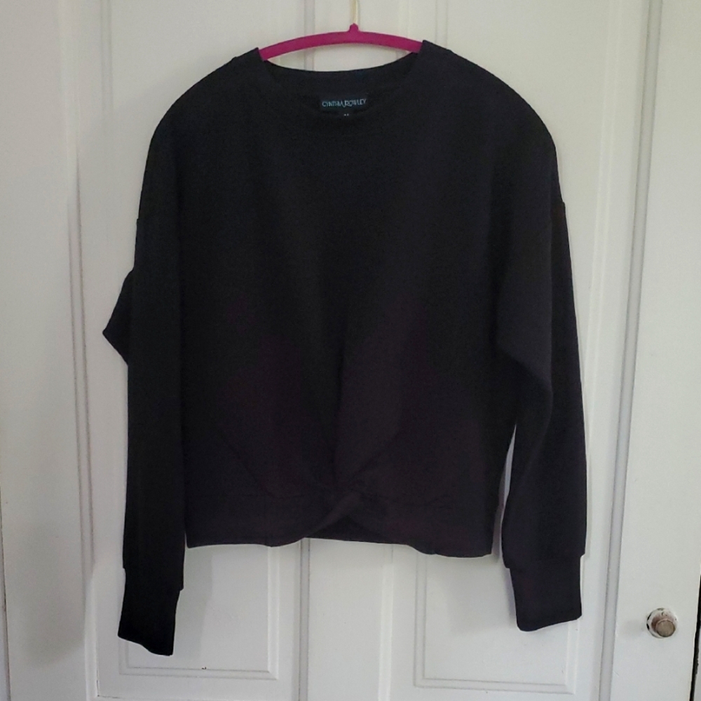 Cynthia Rowley Black Twist Front Sweatshirt